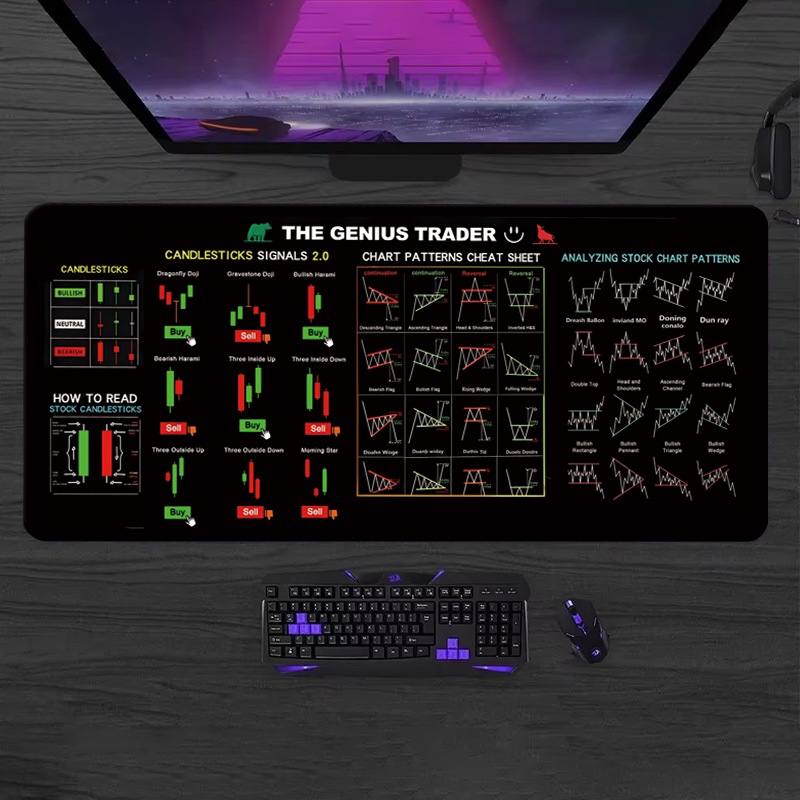 Gaming Keyboard And Mouse Pad - EXCO Stock Market Trader Leather Mouse