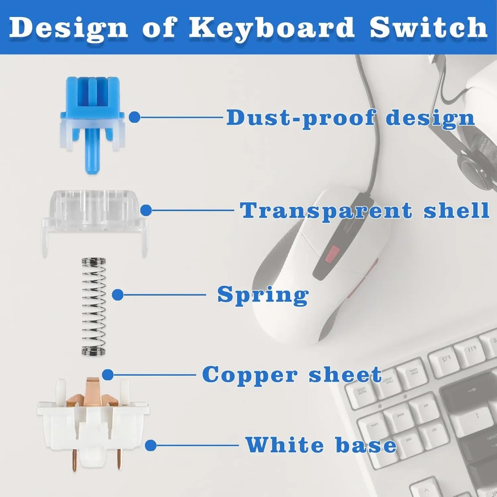 1-150Pcs 3 Pin DIY Mechanical  - Keyboard Gaming Blue Switch ulasan dan harga