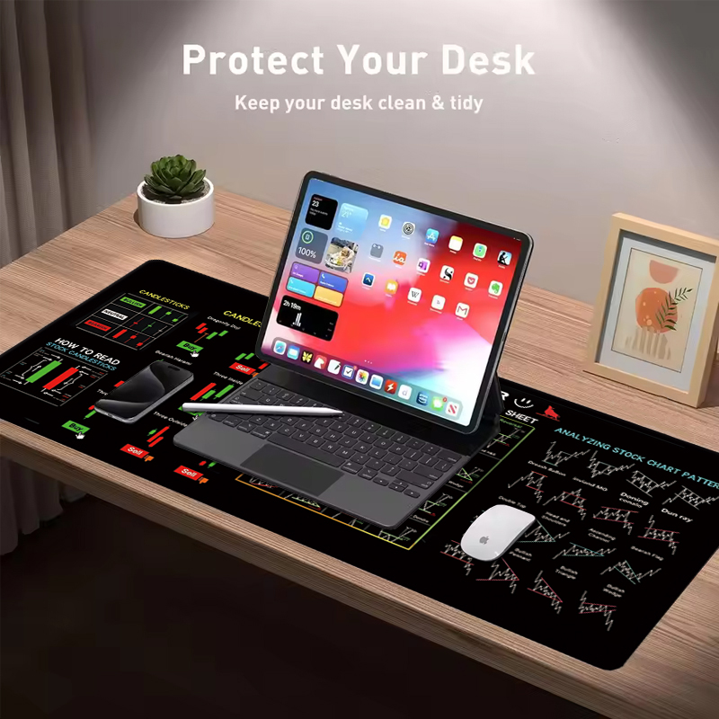 EXCO Stock Market Trader Leath - Gaming Keyboard And Mouse Pad ulasan dan harga