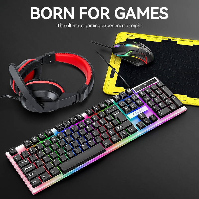 T-Wolf Tf240 4 In 1 Spanish Ga - Gaming Keyboard Mouse And Headset Combo ulasan dan harga