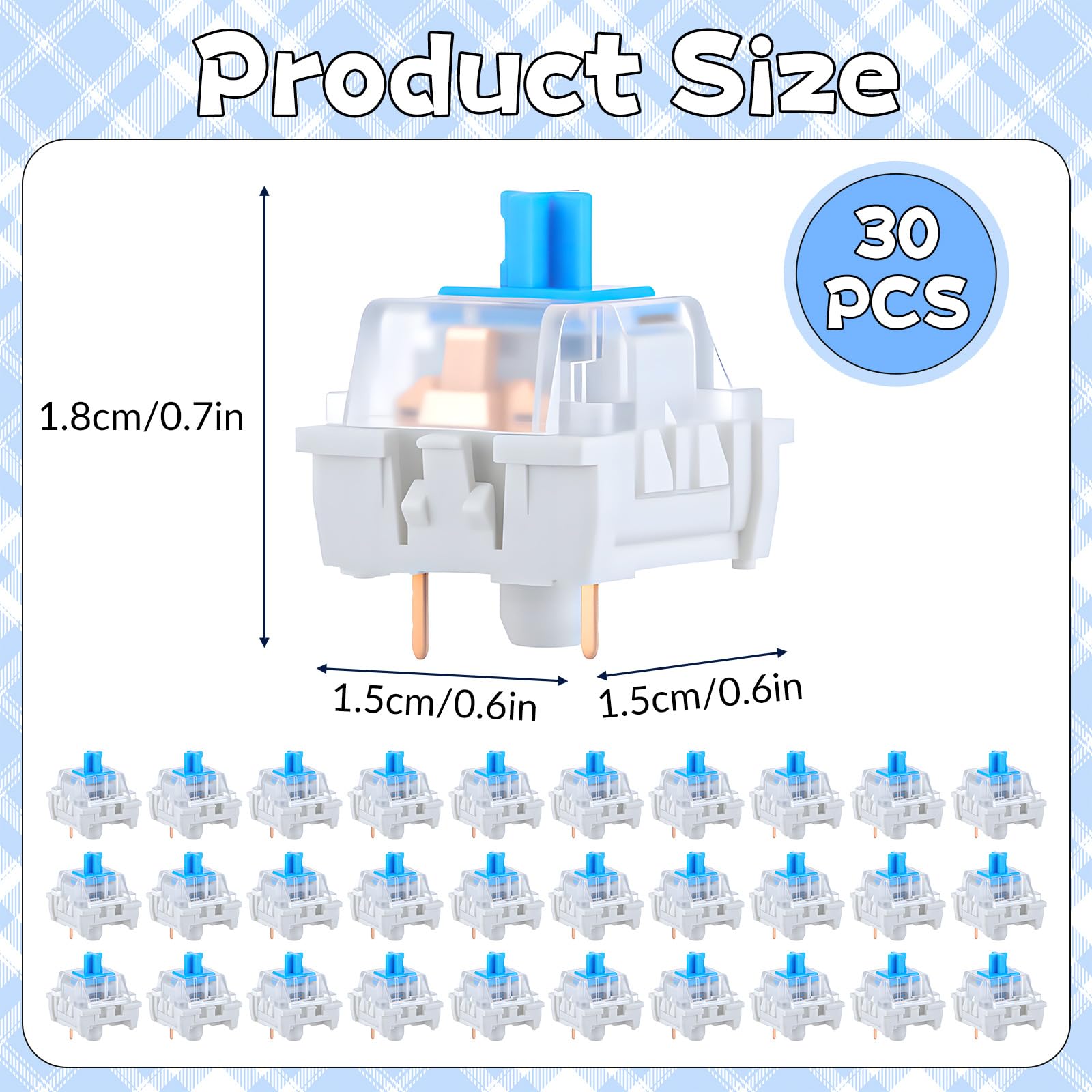 30 PCS Mechanical Keyboard Swi - Keyboard Gaming Blue Switch ulasan dan harga