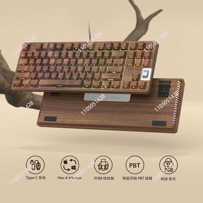 F87 Walnut 75% Wired Gaming Me - Gaming Keyboard Backlit ulasan dan harga