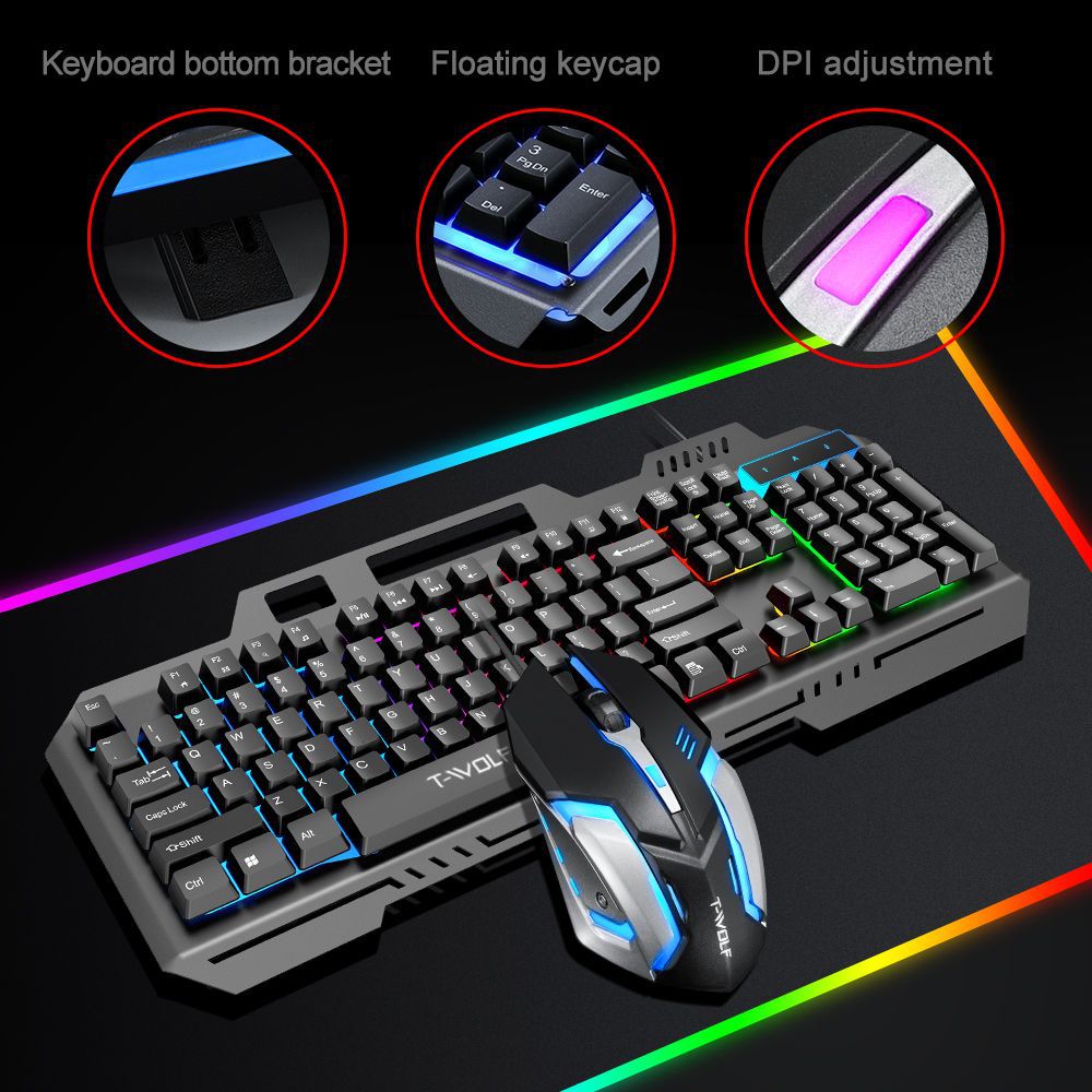 T WOLF TF600 Backlit Wired 104 - Gaming Keyboard Mouse Combo ulasan dan harga