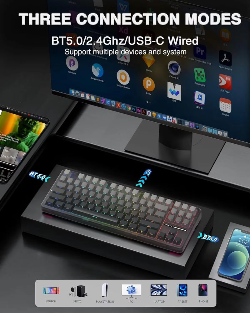 Aula F87 Wireless Mechanical K - Gaming Keyboard Tkl ulasan dan harga